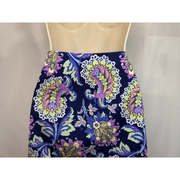 Talbots Women's Navy Paisley A-Line Skirt - Size 10 - Picture 7 of 13